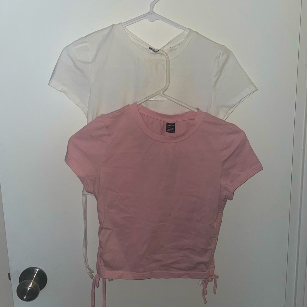 Pink&White crop top set!